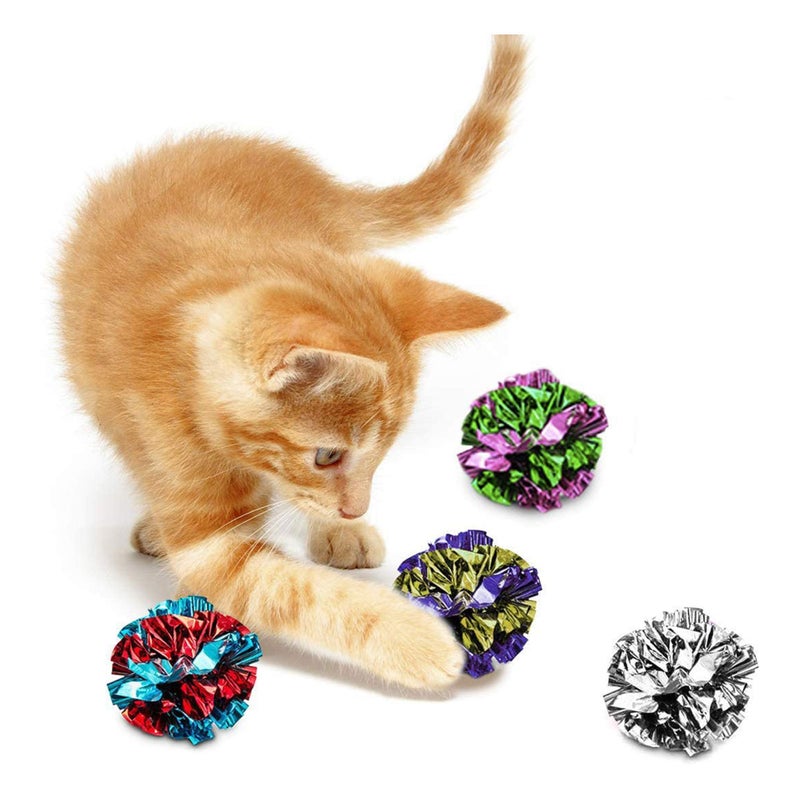 SunGrow 12 Pack Cat Crinkle Balls - 2 Inch Toys for Indoor Pets - Keep Your Feline Energetic & Excited with Vibrant Colors, Lightweight Design for Long-Lasting Fun, Perfect for Playtime - Image 2